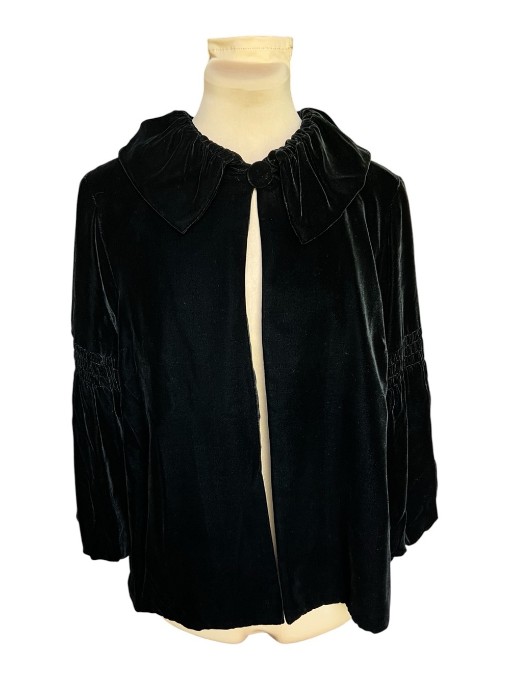 CAbi Rayon Silk Black Velvet Bishop Sleeve 1 Button Jacket M